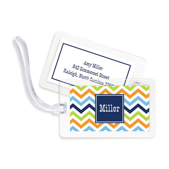 Blue, Orange and Lime Chevron Luggage Tags